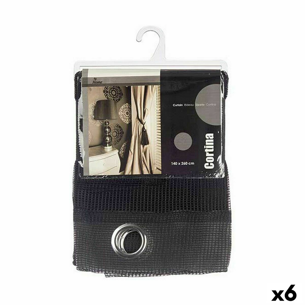 Tenda Gift Decor Nero 140 x 260 cm Griglia (6 Unità)