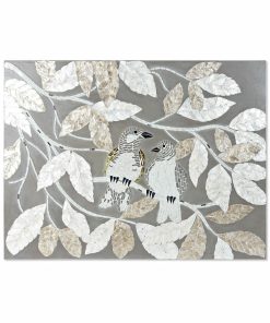 Tela DKD Home Decor Beige Grigio Foglia della pianta 90 x 4 x 70 cm