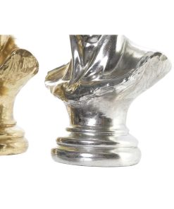 Statua Decorativa DKD Home Decor 24,5 x 17,5 x 36 cm Argentato Dorato Busto Neoclassico (2 Unità)