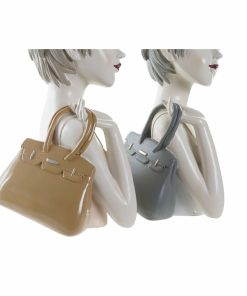 Statua Decorativa DKD Home Decor Donna Rosa Bianco 15 x 15 x 27,5 cm (2 Unità)