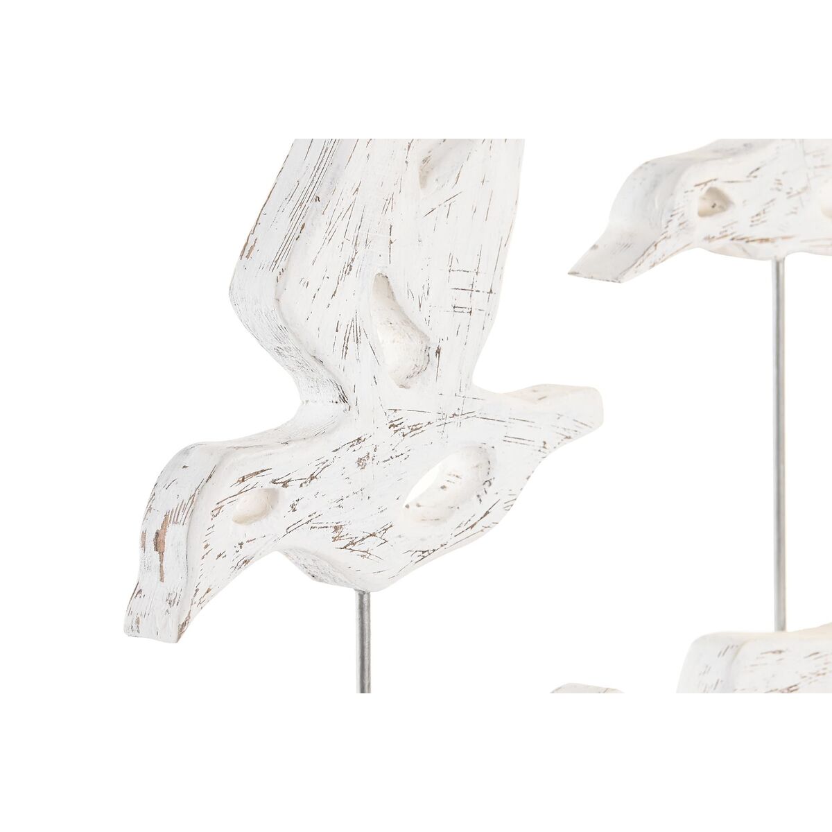 Statua Decorativa DKD Home Decor Marrone Bianco Ferro Legno di mango Uccelli (32 x 10 x 51 cm)
