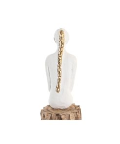 Statua Decorativa DKD Home Decor Donna Marrone Bianco (2 Unità)