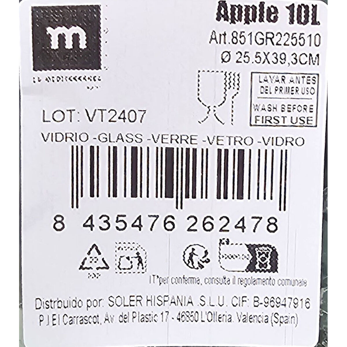Caraffa La Mediterránea Apple Vetro 10 L