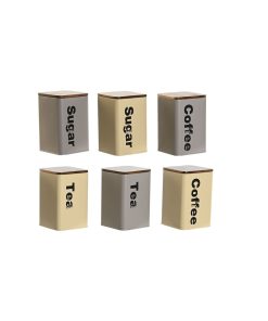 Barattolo Home ESPRIT Beige Grigio Marrone scuro Metallo Bambù 10 x 10 x 14,5 cm (6 Unità)