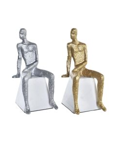 Statua Decorativa DKD Home Decor 11 x 12 x 28 cm Argentato Nero Bianco Uomo (2 Unità)