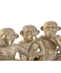 Statua Decorativa Home ESPRIT Dorato Scimmia Tropicale 14 x 10 x 14 cm (3 Unità)