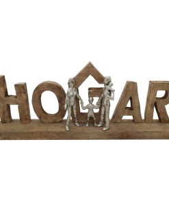 Statua Decorativa DKD Home Decor Marrone Alluminio Legno di mango (55 x 7,5 x 21 cm)