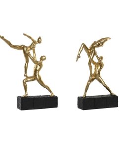 Statua Decorativa DKD Home Decor 21 x 5,5 x 25,5 cm Nero Dorato Ginnasta (2 Unità)