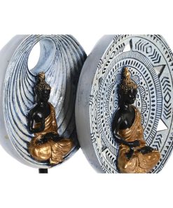 Statua Decorativa DKD Home Decor 25 x 6,7 x 25,6 cm Beige Azzurro Buddha Orientale (2 Unità)