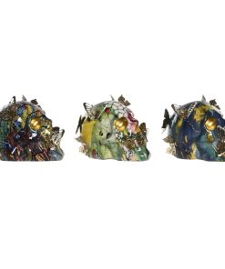Statua Decorativa DKD Home Decor 15,5 x 10,5 x 11 cm Multicolore Teschio (3 Unità)