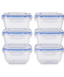 Set di scatole porta pranzo Leknes Azzurro Trasparente polipropilene Plastica 900 ml Ermetico (8 Unità)