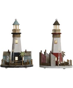 Decorazione luminosa Home ESPRIT Legno Alluminio Faro 20 x 20 x 30,5 cm (2 Unità)