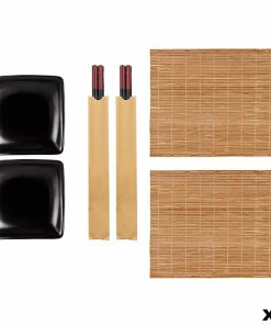 Set per Sushi Kinvara Nero Ceramica Bambù 20,5 x 3 x 27 cm (6 Pezzi) (6 Unità)