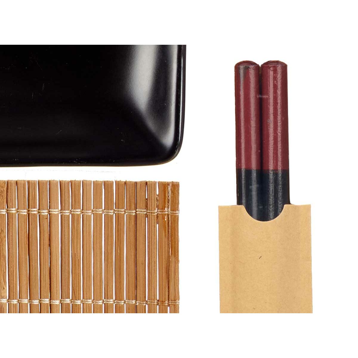 Set per Sushi Kinvara Nero Ceramica Bambù 20,5 x 3 x 27 cm (6 Pezzi) (6 Unità) - Image 3