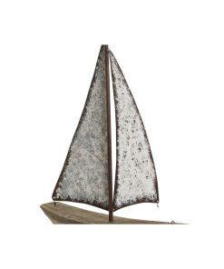 Statua Decorativa Home ESPRIT Bianco Naturale Barca a vela Finitura invecchiata 35,3 x 8 x 46,5 cm