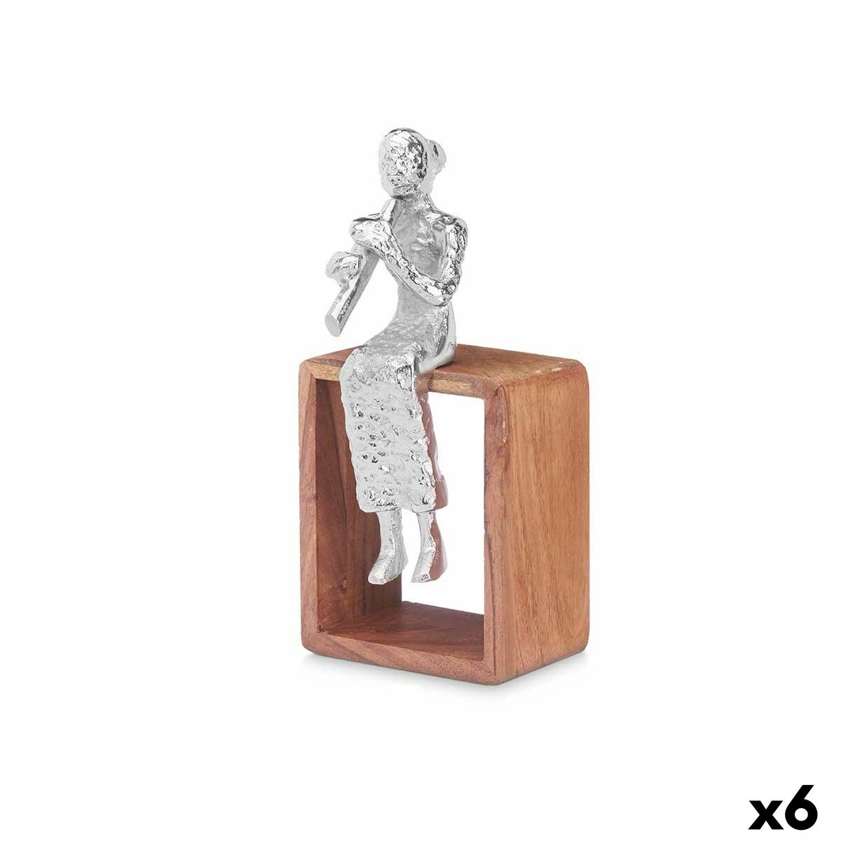 Statua Decorativa Gift Decor Marrone Argentato Argento Flauto Dolce 13 x 27 x 13 cm (6 Unità)