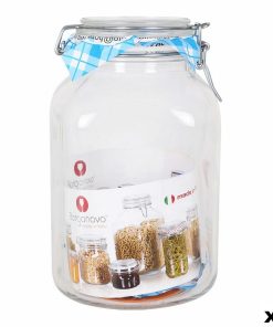 Barattolo di Vetro Borgonovo 33216 Ermetico Trasparente 3,1 L 13 x 13 x 24 cm (6 Unità)