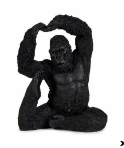 Statua Decorativa Gift Decor Nero Gorilla Yoga 15,2 x 31,5 x 26,5 cm (3 Unità)