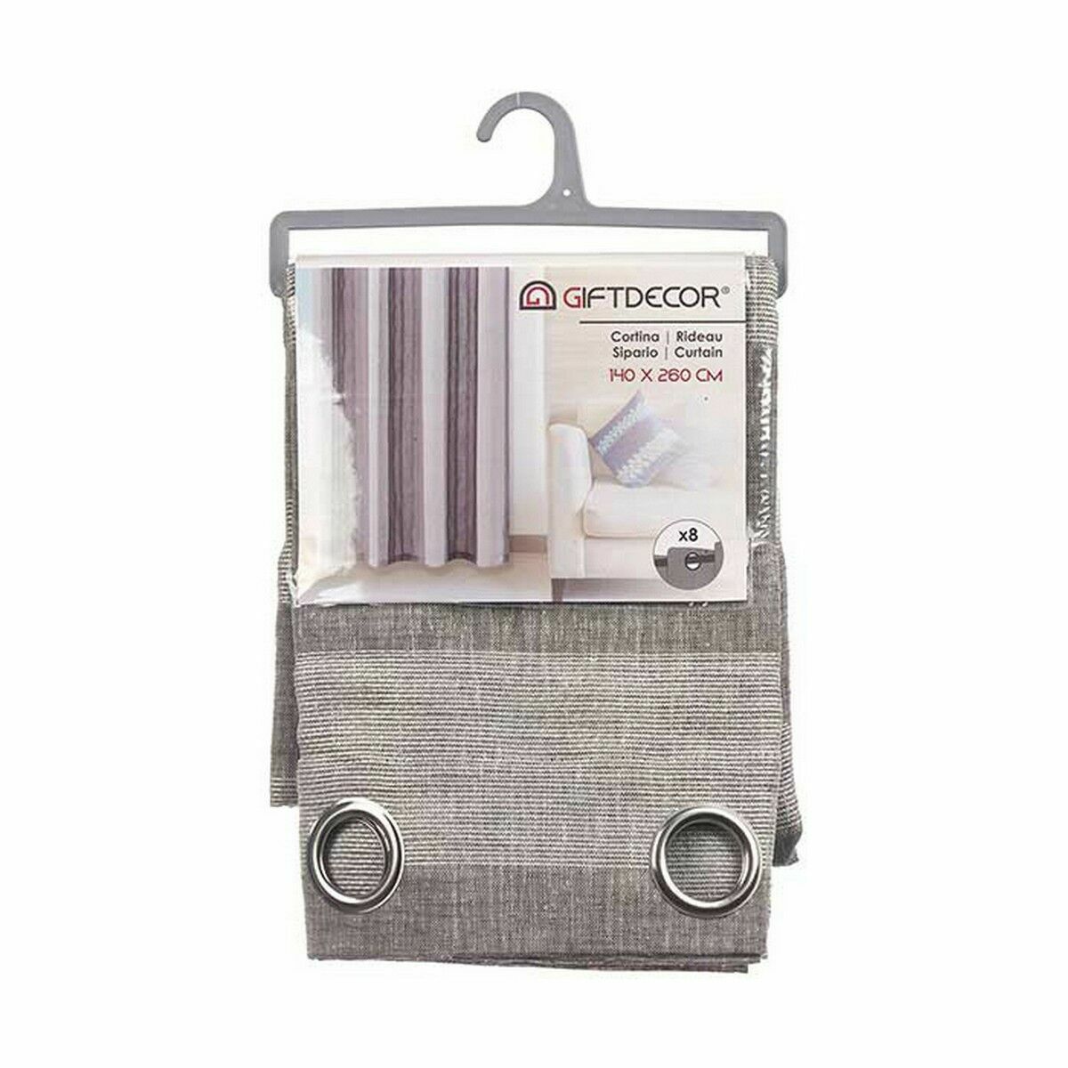 Tenda Gift Decor Bianco Grigio 140 x 0,1 x 260 cm (6 Unità)