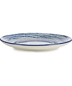 Piatto da pranzo Vessia Azzurro Bianco Porcellana Righe 24 x 2,8 x 24 cm