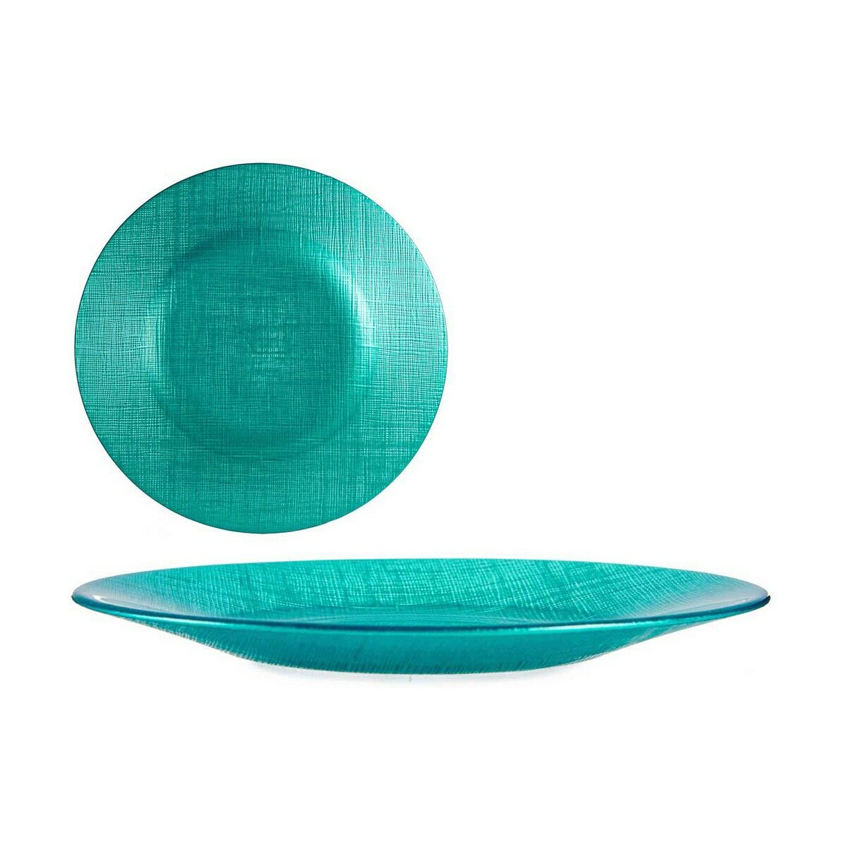 Piatto da pranzo Vivalto Turchese Vetro 21 x 2 x 21 cm (6 Unità)