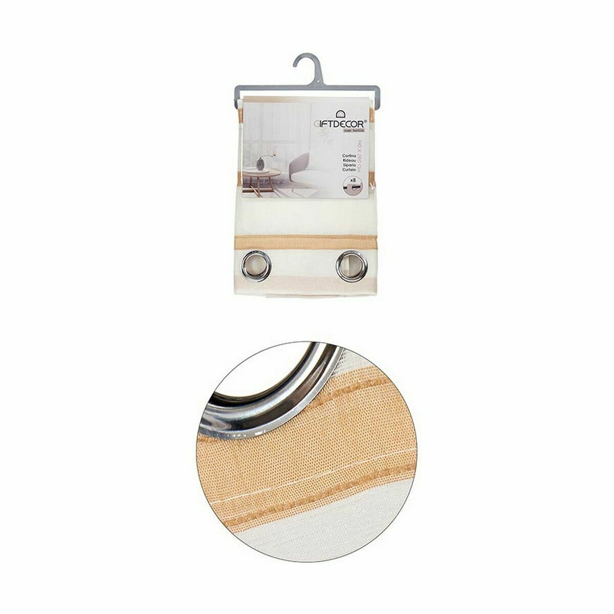 Tenda Gift Decor Marrone 140 x 0,1 x 260 cm Righe (6 Unità) - Image 2