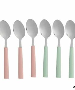 Set di cucchiai da dessert Kinvara Verde Rosa Argentato Acciaio inossidabile Plastica 15,7 cm 9 x 24 x 3 cm Dolce (12 Unità)