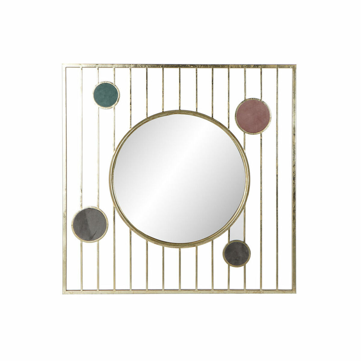 Specchio da parete DKD Home Decor Verde Grigio Rosa Dorato Cerchi Sixties 100 x 2 x 100 cm (100 Unità) - Image 2