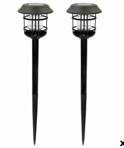Set di picchetti solari da giardino Aktive 2 Pezzi Acciaio inossidabile Plastica 13 x 55 x 13 cm (4 Unità )