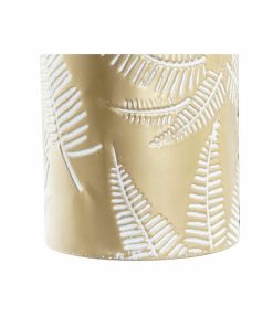 Vaso DKD Home Decor Dorato Metallo Crema Tropicale Foglia della pianta (21 x 21 x 81 cm)