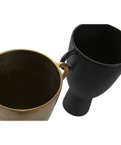 Vaso DKD Home Decor 23 x 16 x 29 cm Nero Dorato Alluminio Moderno (2 Unità)