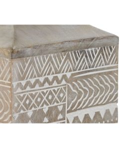 Vaso Home ESPRIT Bianco Naturale Legno di mango Coloniale 18 x 18 x 30,5 cm