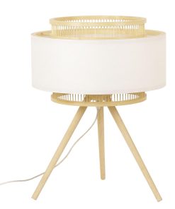 Lampada da tavolo DKD Home Decor Marrone Poliestere Bianco Bambù (36 x 36 x 48 cm)
