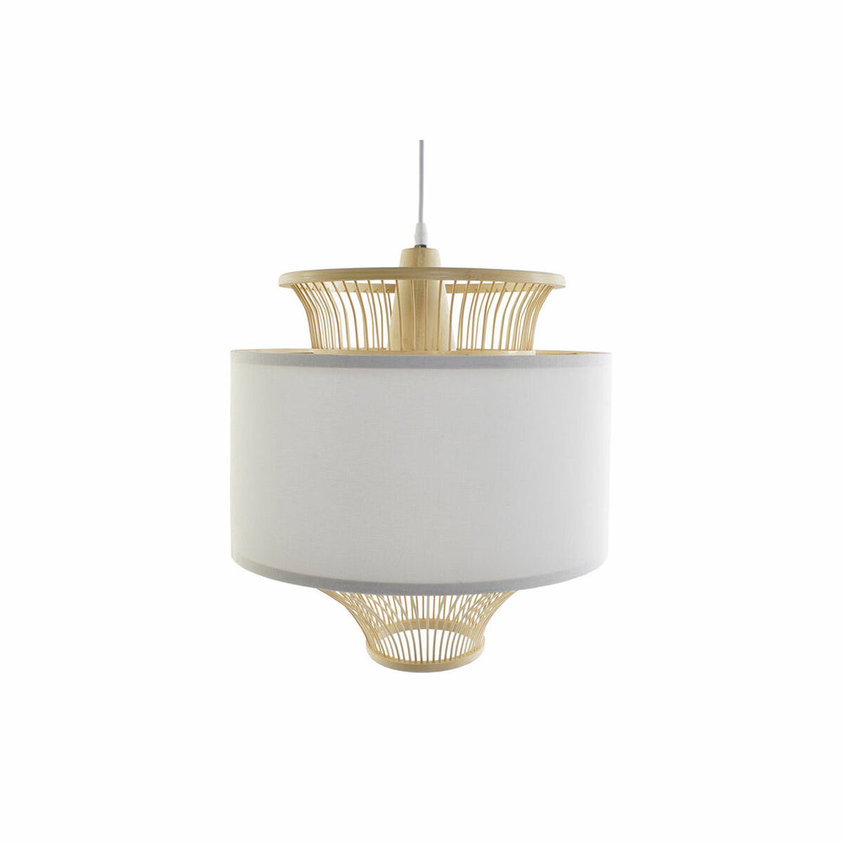 Lampadario DKD Home Decor Bianco Poliestere Bambù (40 x 40 x 52 cm) - Image 3