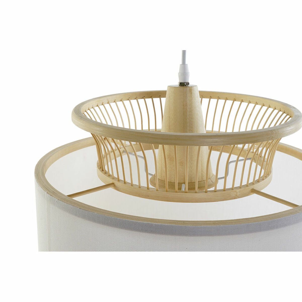 Lampadario DKD Home Decor Bianco Poliestere Bambù (40 x 40 x 52 cm) - Image 4