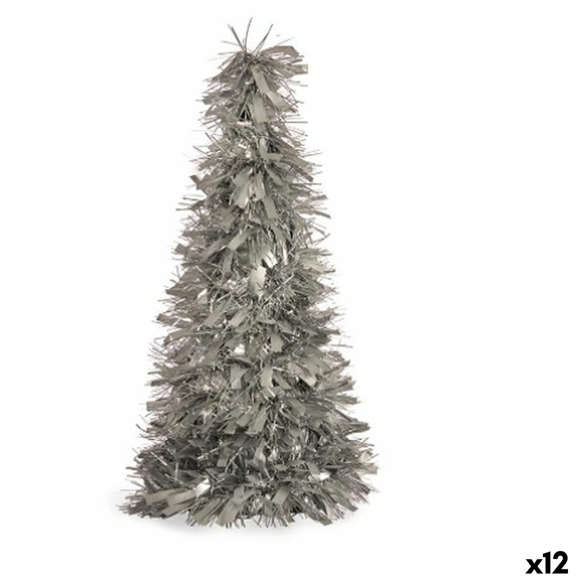 Albero di Natale Krist+ Argentato Argento polipropilene PET Albero di Natale 27 x 45,5 x 27 cm Tinsel (12 Unità)