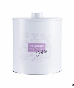 Scatola per biscotti e dolci Kinvara My kitchen My Rules Bianco Latta 17 x 20 x 17 cm (12 Unità)