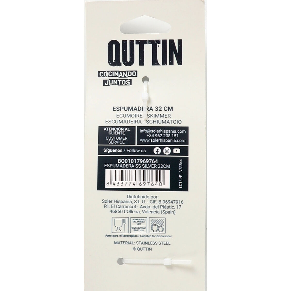 Schiumarola Quttin Acciaio inossidabile 11,5 x 32 cm (32 cm)