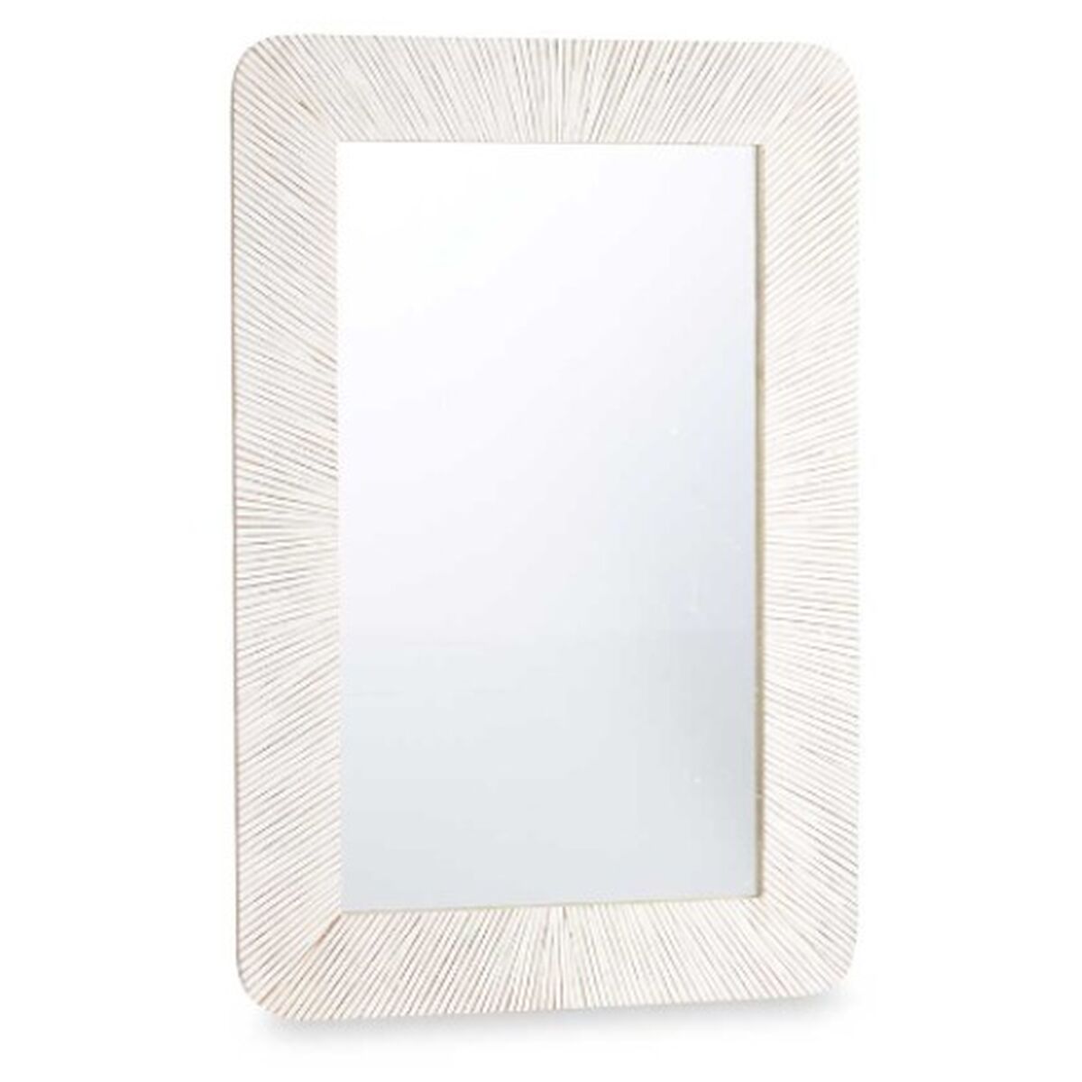 Specchio da parete Gift Decor Bianco Marrone Righe 90 x 60 x 2 cm Rettangolare