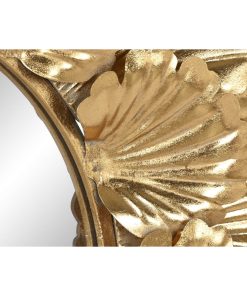 Specchio da parete Home ESPRIT Dorato Foglia della pianta 76,5 x 8 x 76,5 cm