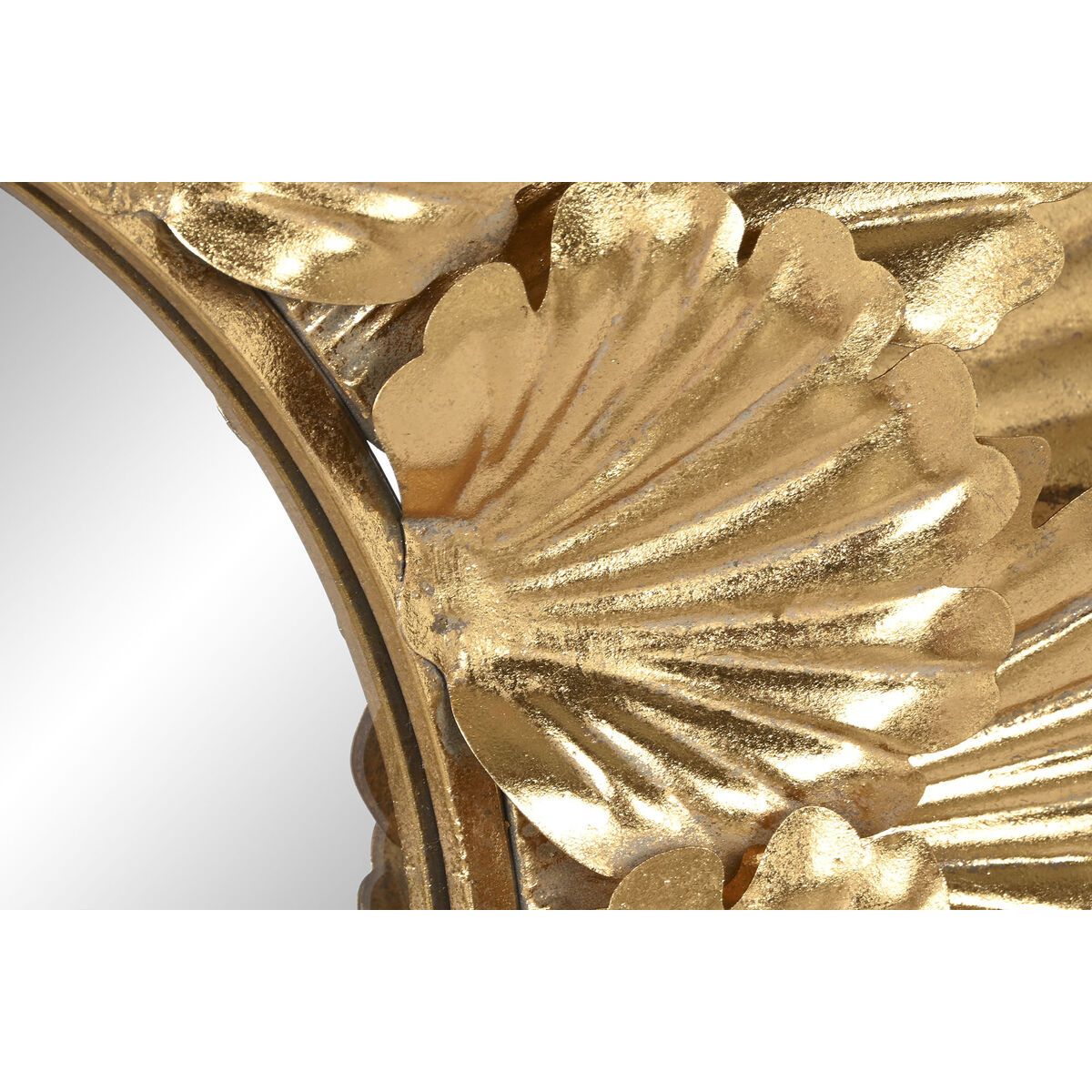 Specchio da parete Home ESPRIT Dorato Foglia della pianta 76,5 x 8 x 76,5 cm