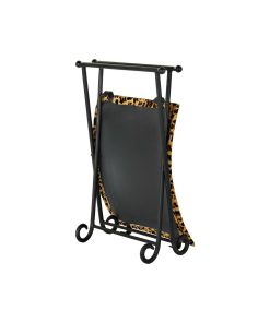 Poggiapiedi DKD Home Decor Nero Metallo Marrone Pelle Leopardo (55 x 45 x 41 cm)