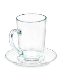 Tazza con Piatto Vivalto Trasparente Vetro 200 ml (6 Unità)