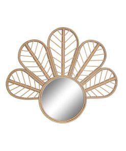 Specchio da parete DKD Home Decor Marrone Naturale Fiore Tropicale 69 x 2 x 60 cm