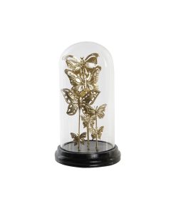 Statua Decorativa DKD Home Decor Cristallo Nero Dorato Metallo Farfalle (18,5 x 18,5 x 32,5 cm)