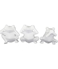 Statua Decorativa DKD Home Decor 18,5 x 13 x 17,8 cm Bianco Rana (3 Unità)