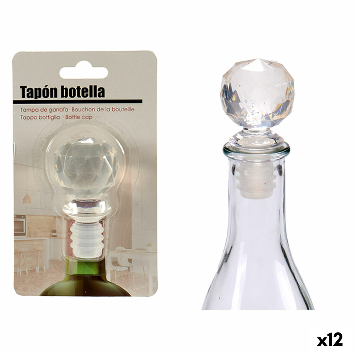 Tappo ermetico per bottiglie Kinvara Trasparente 3,5 x 14,5 x 8,5 cm Sfera (12 Unità)