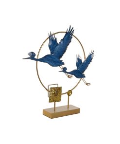 Statua Decorativa DKD Home Decor 51 x 9 x 51 cm Azzurro Dorato Uccello