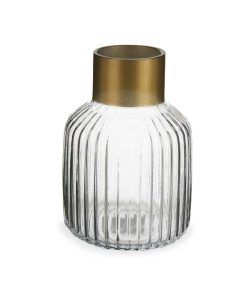 Vaso Gift Decor Trasparente Dorato Vetro 14,5 x 22 x 14,5 cm (6 Unità)