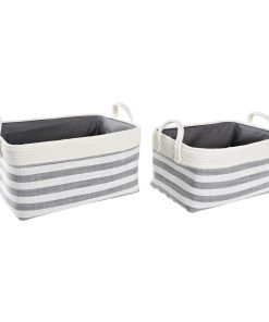 Set di Cestini DKD Home Decor Righe 40 x 30 x 23 cm Grigio